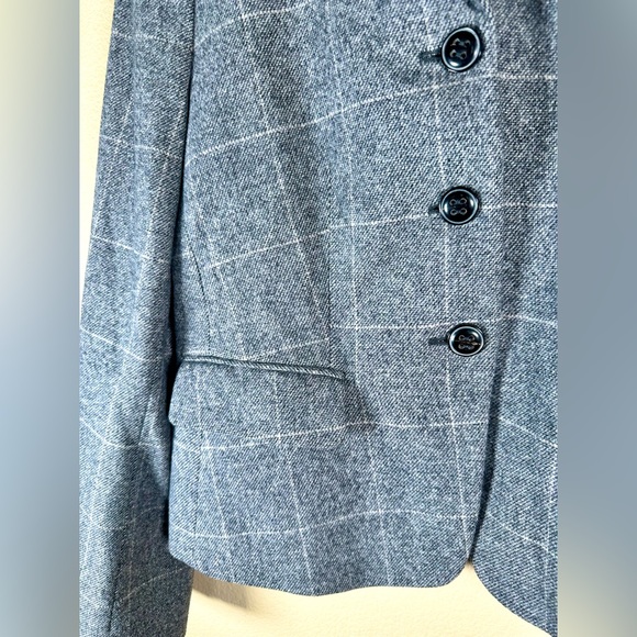 Giorgio Armani Women's Collezioni Checkered Plaid Gray Blazer - Picture 5 of 10